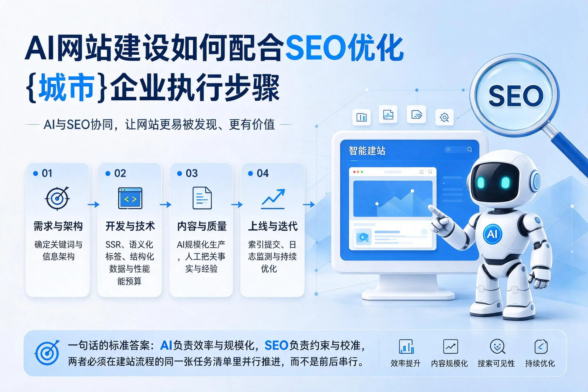 AI网站建设如何配合SEO优化，泰州企业执行步骤