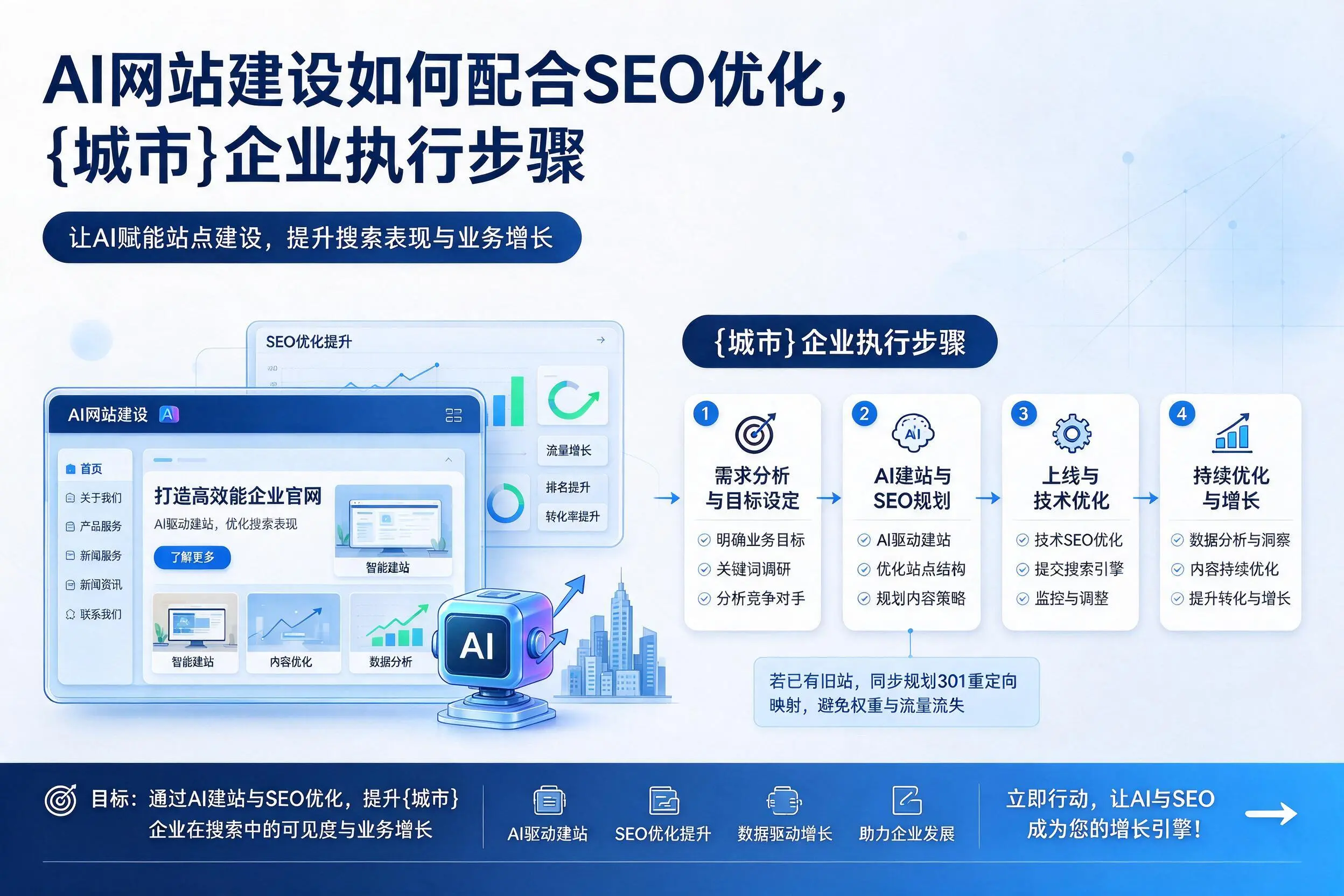 AI网站建设如何配合SEO优化，泰州企业执行步骤