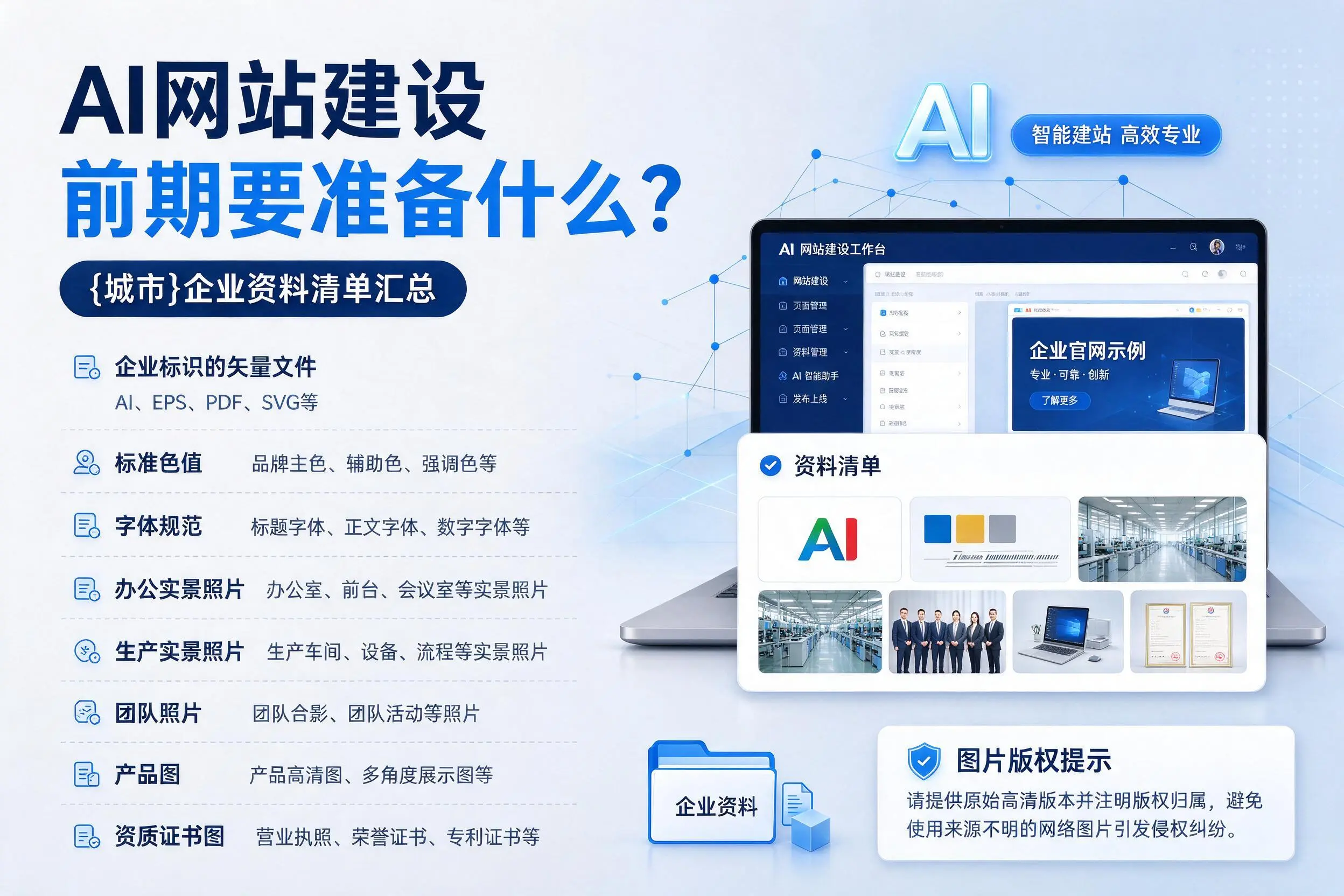 AI网站建设前期要准备什么?泰州企业资料清单汇总